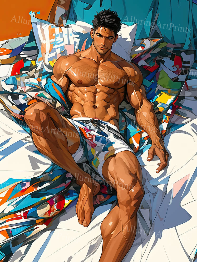 Male Model Muscular Digital Art AI Fantasy - 90D