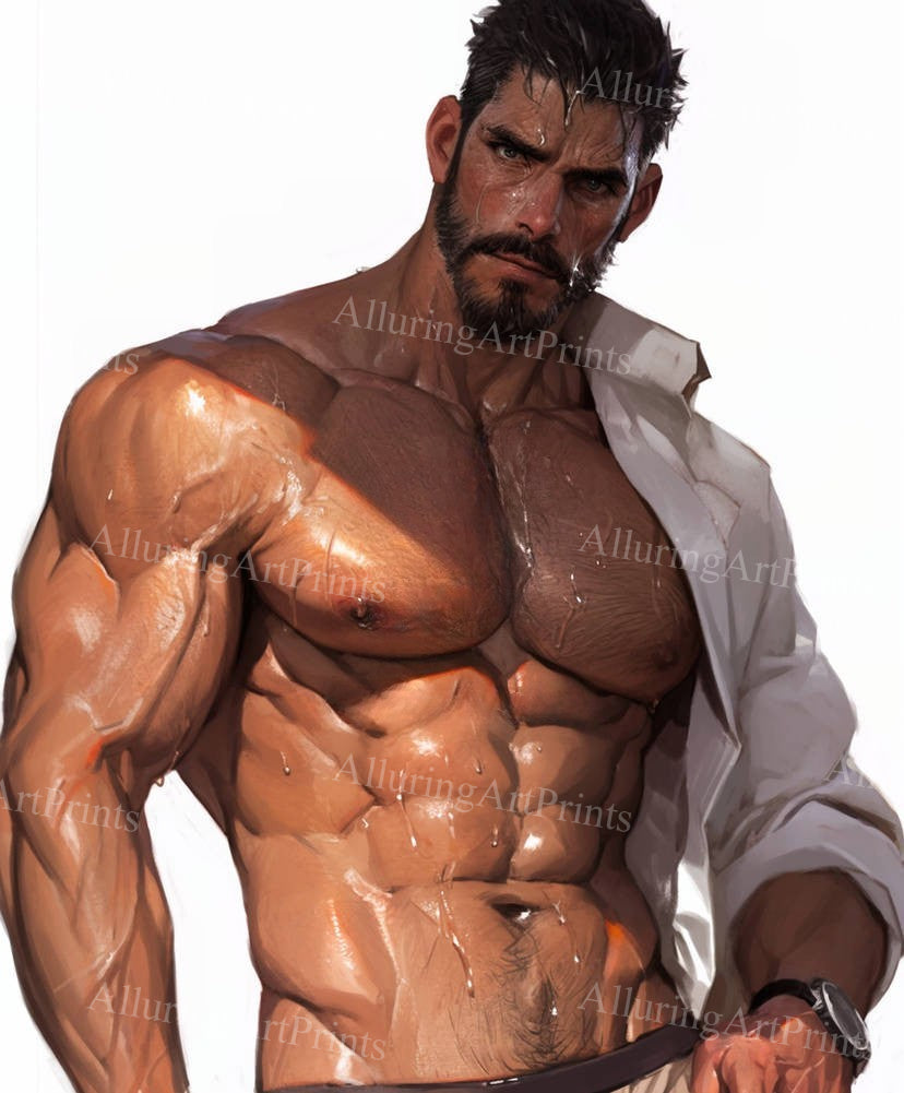 Male Model Muscular Digital Art AI Fantasy - 92D