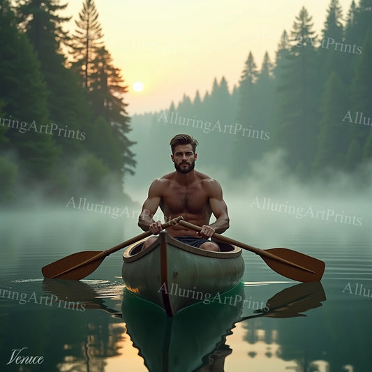 Nude Male Model Muscular Frontal Digital Art AI Fantasy - 11E