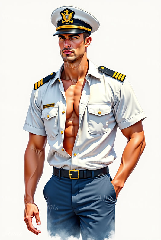 Nude Male Model Muscular Digital Art AI Fantasy - 12E