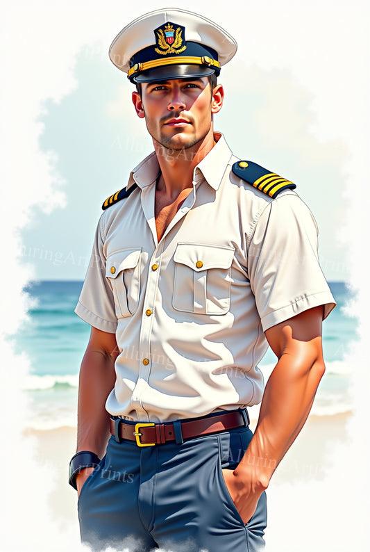 Nude Male Model Muscular Digital Art AI Fantasy - 13E