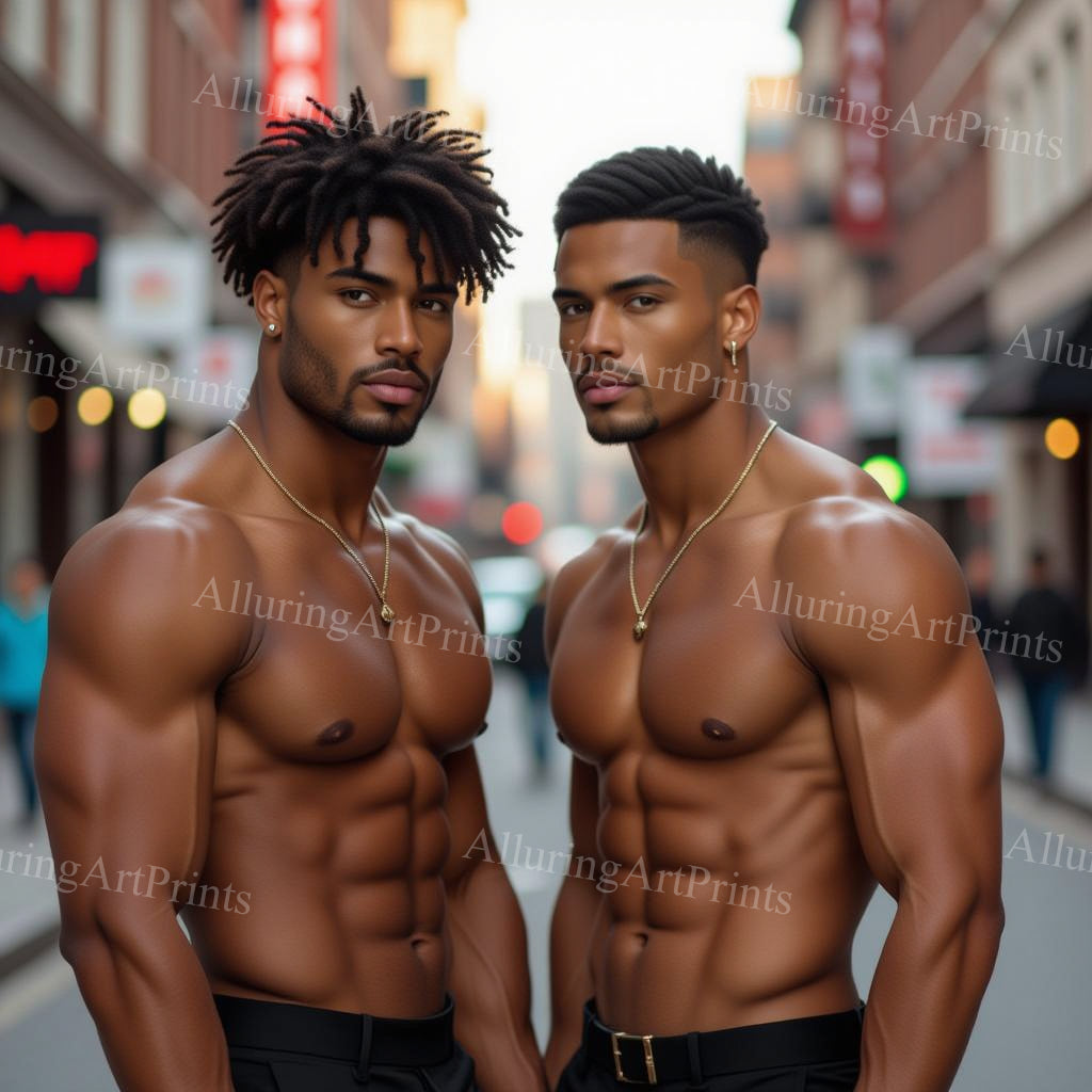 Nude Male Models Muscular Frontal Digital Art AI Fantasy - 134E