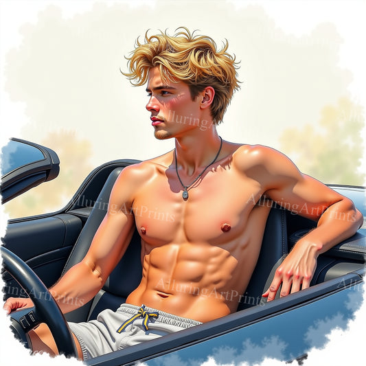 Nude Male Model Muscular Digital Art AI Fantasy - 14E