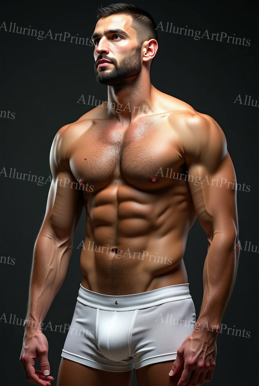 Male Model Muscular Frontal Digital Art AI Fantasy - 143E