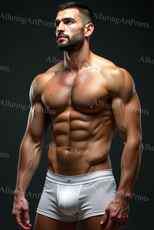 Male Model Muscular Frontal Digital Art AI Fantasy - 143E