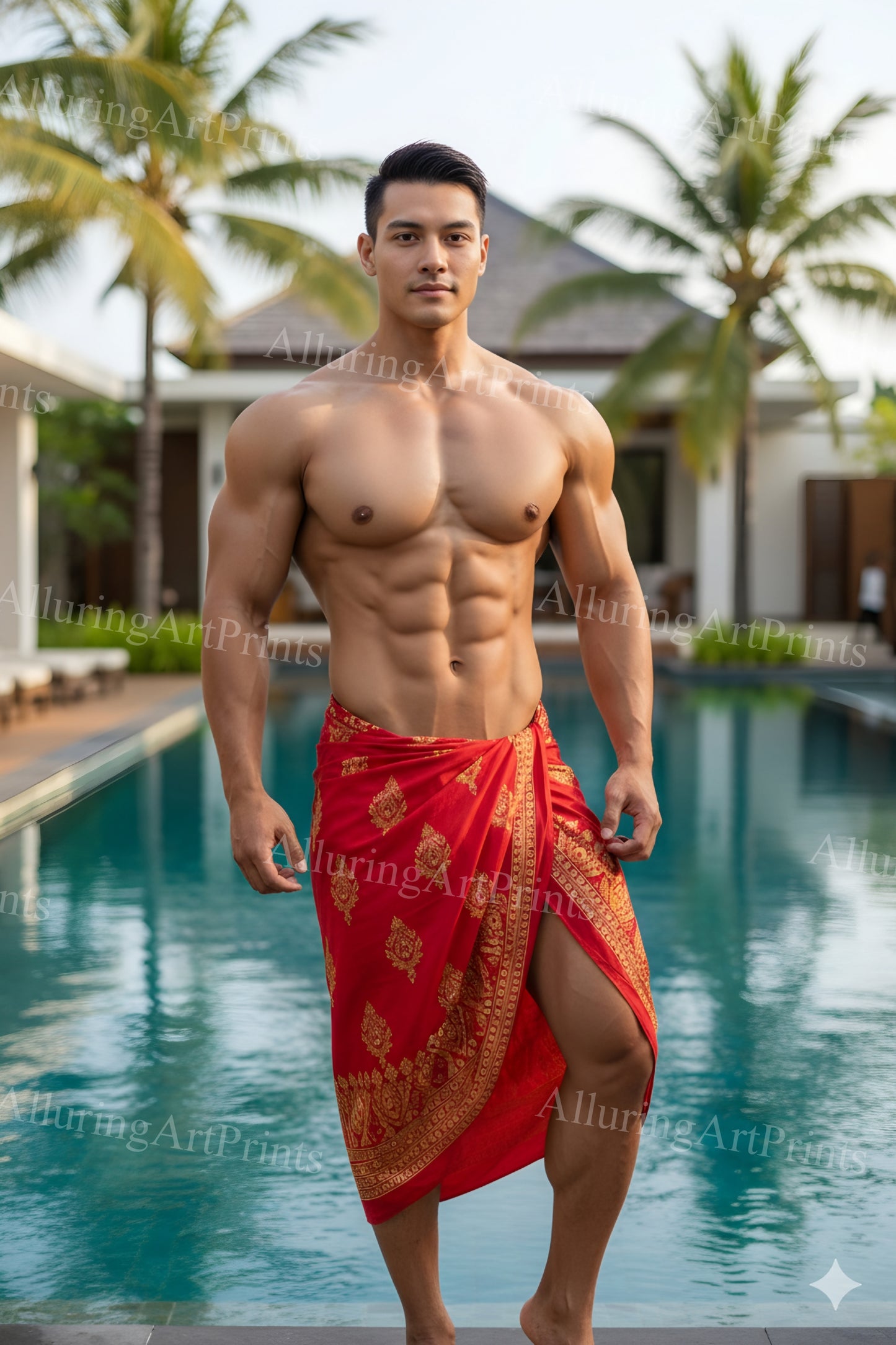 Male Model Muscular Frontal Digital Art AI Fantasy - 228E