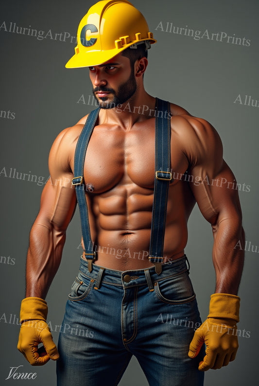 Nude Male Model Muscular Digital Art AI Fantasy - 24E