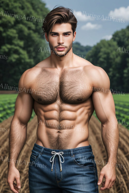 Male Model Muscular Frontal Digital Art AI Fantasy - 248E