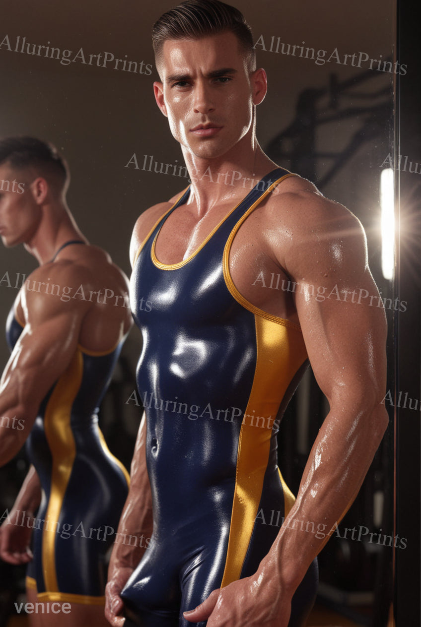 Male Model Muscular Frontal Digital Art AI Fantasy - 258E