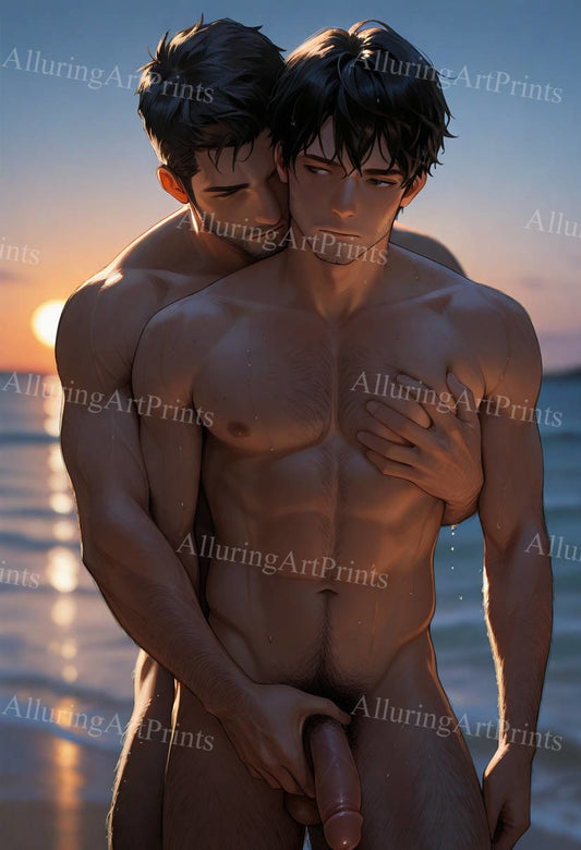 Nude Male Models Muscular Digital Art AI Fantasy - 318E