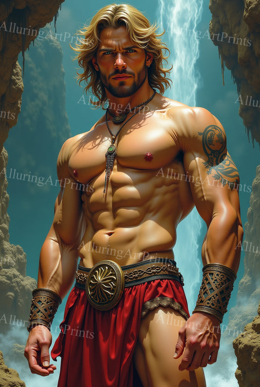 Nude Male Model Muscular Digital Art AI Fantasy - 34E