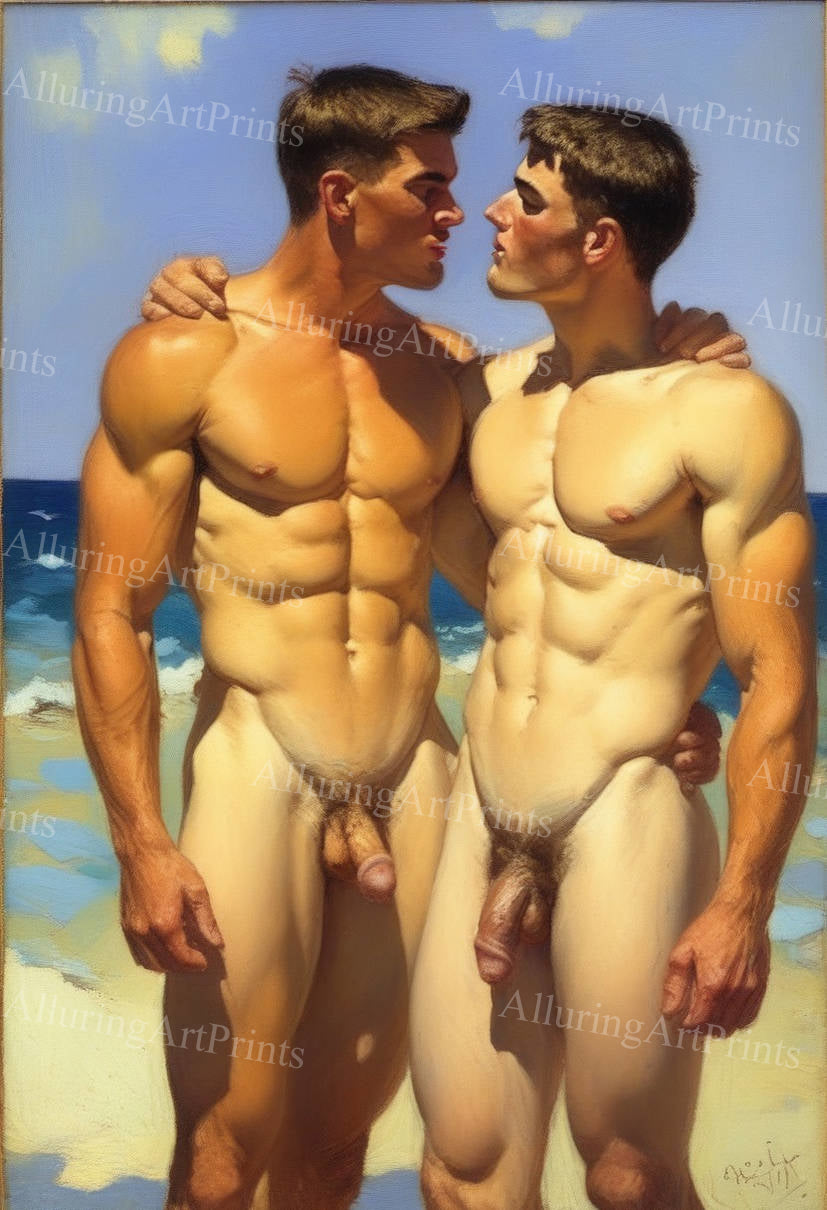Nude Male Models Muscular Digital Art AI Fantasy - 388E