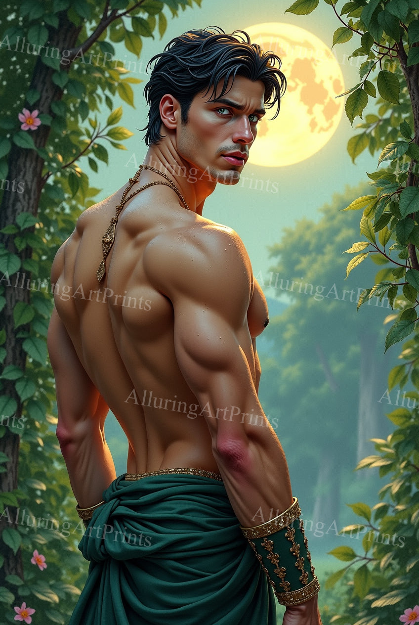 Nude Male Model Muscular Digital Art AI Fantasy - 39E