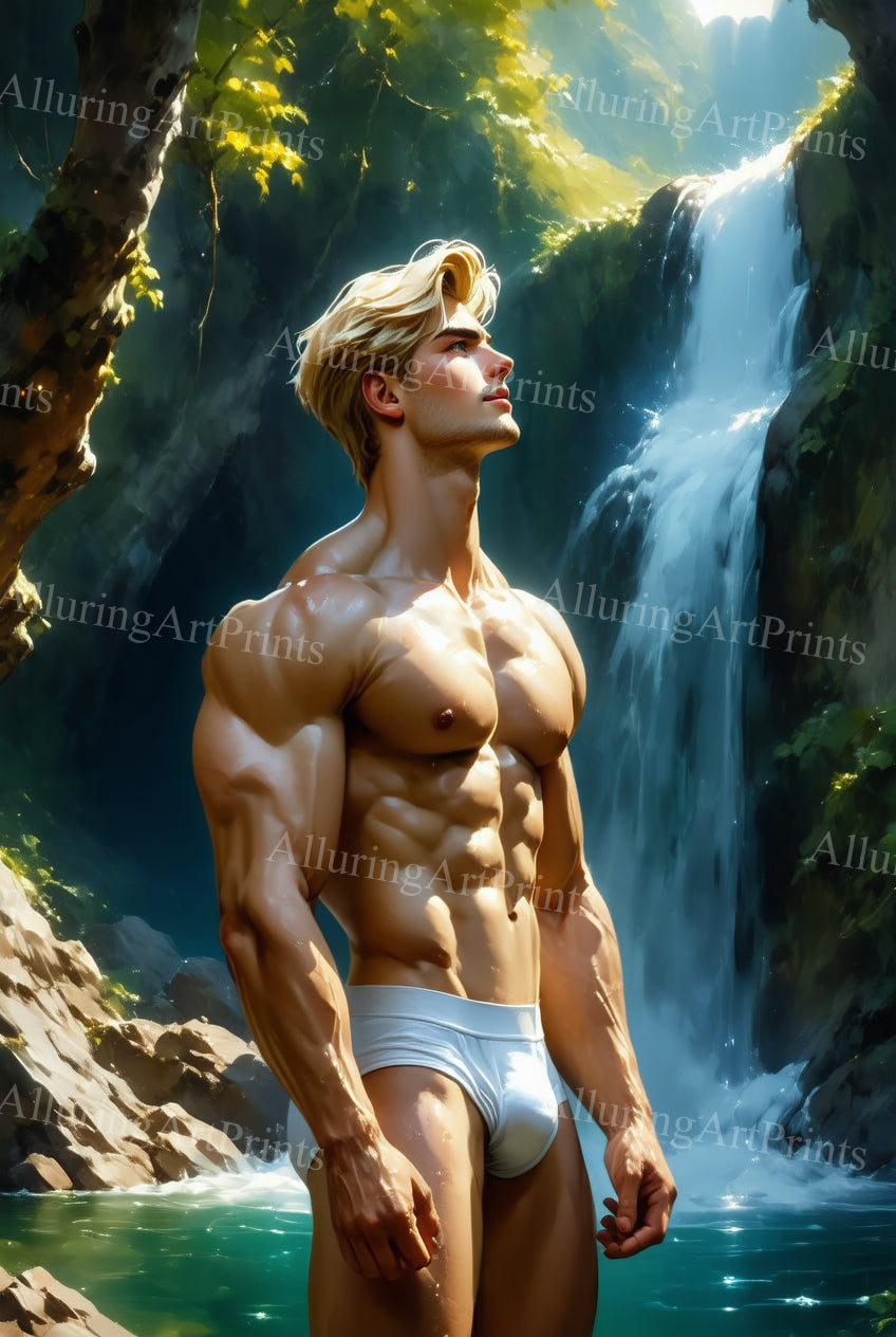 Nude Male Model Muscular Digital Art AI Fantasy - 41E