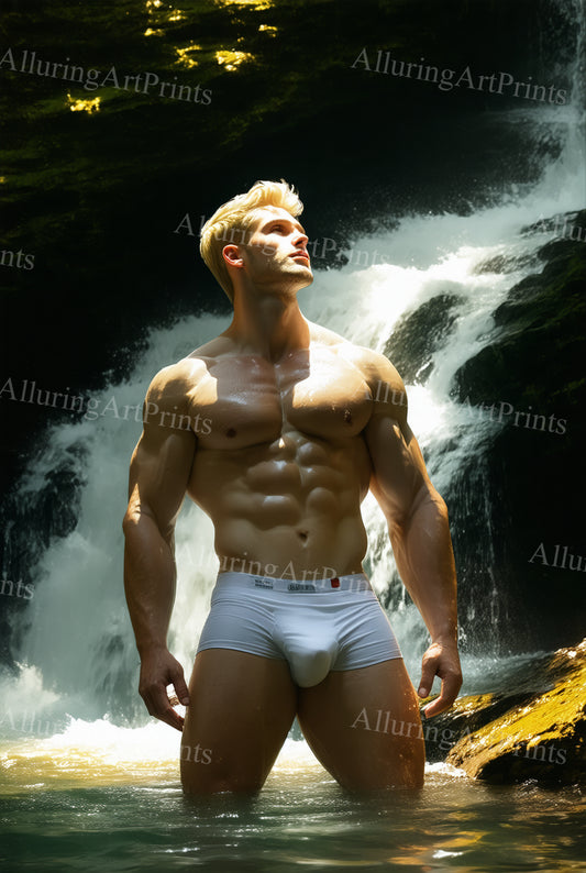 Nude Male Model Muscular Digital Art AI Fantasy - 42E