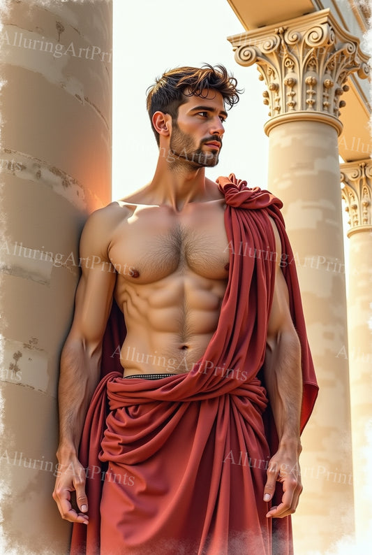 Nude Male Model Muscular Digital Art AI Fantasy - 44E
