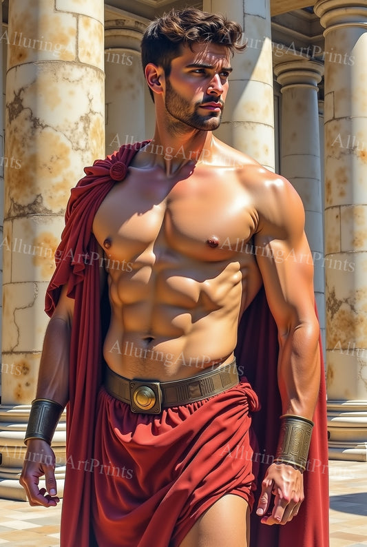 Nude Male Model Muscular Digital Art AI Fantasy - 46E