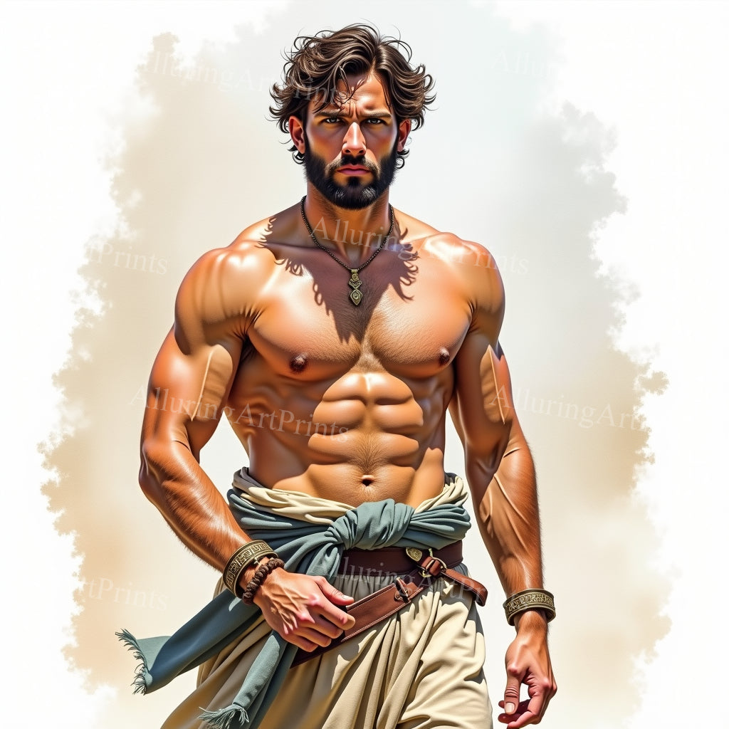 Nude Male Model Muscular Digital Art AI Fantasy - 47E