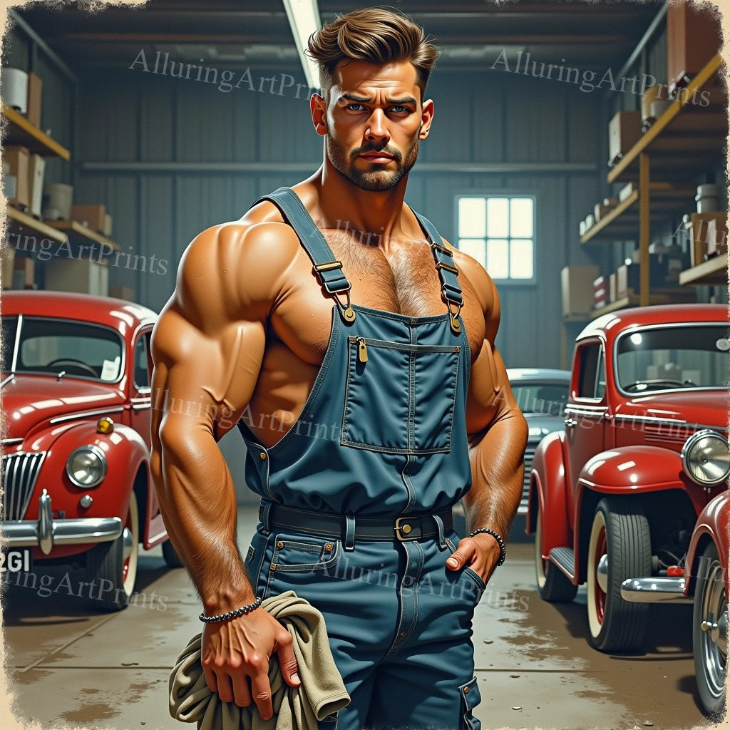 Nude Male Model Muscular Digital Art AI Fantasy - 48E