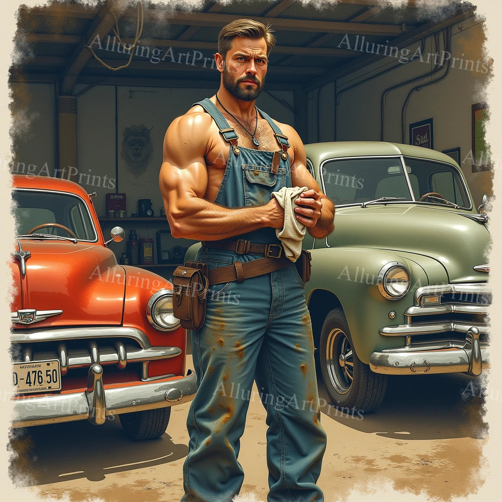 Nude Male Model Muscular Digital Art AI Fantasy - 49E
