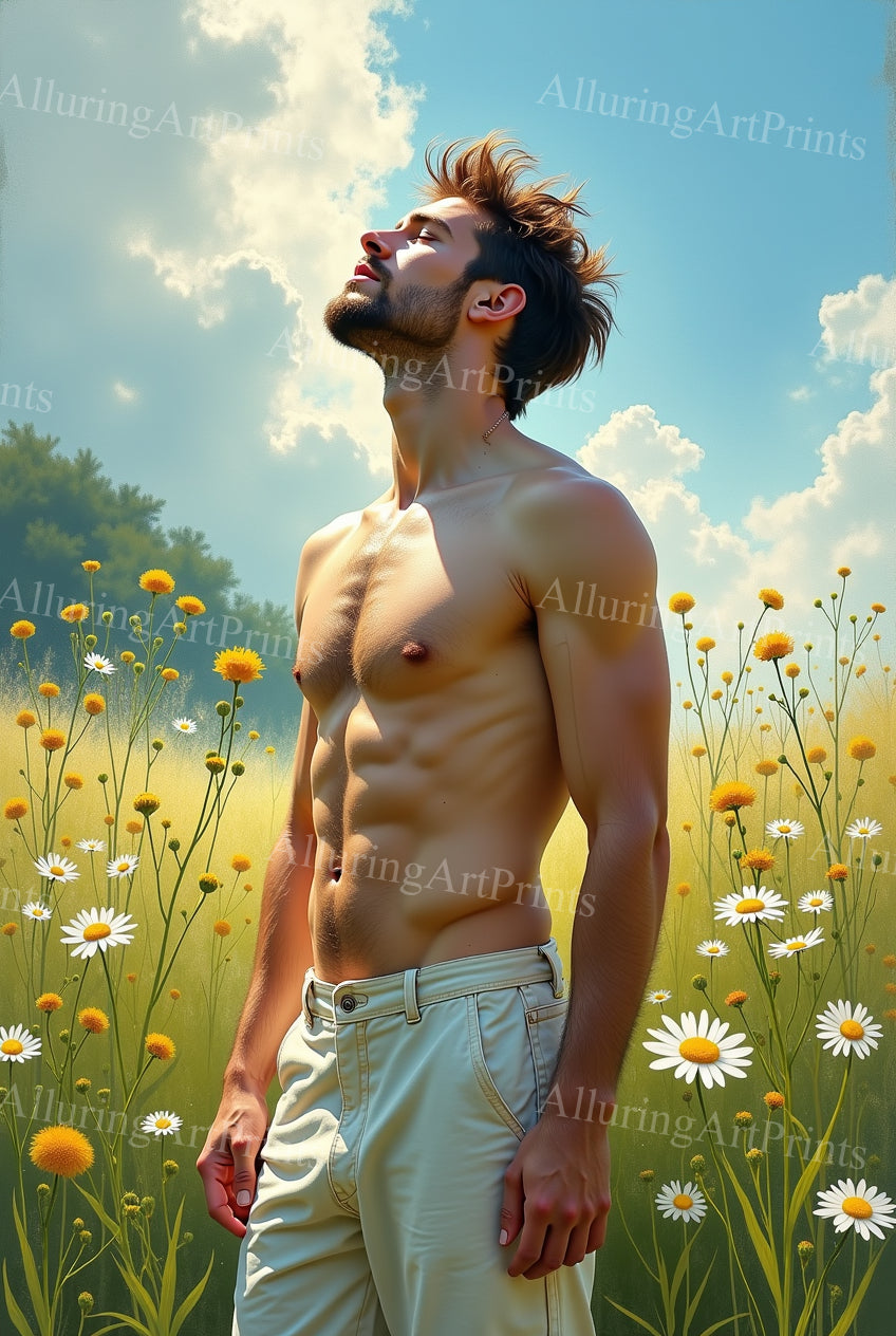 Nude Male Model Muscular Digital Art AI Fantasy - 50E