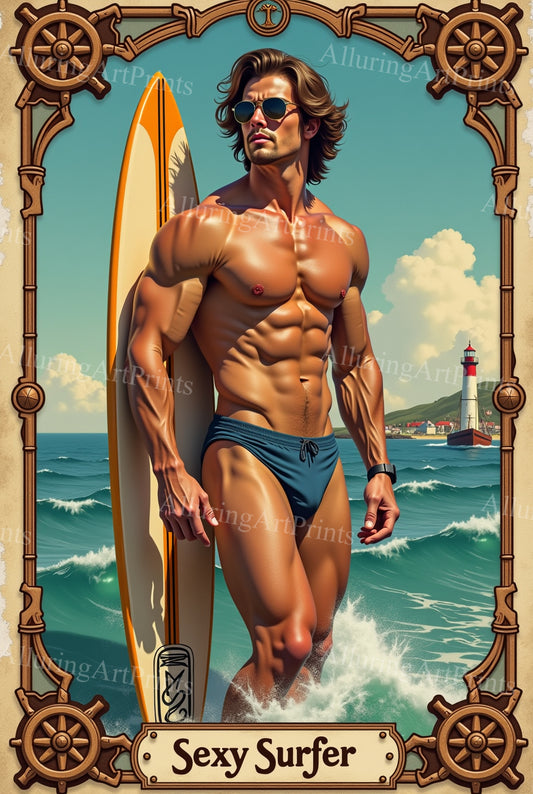 Male Model Muscular Digital Art AI Fantasy - 54E