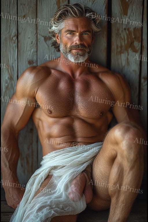 Nude Male Model Muscular Frontal Digital Art AI Fantasy - 558E