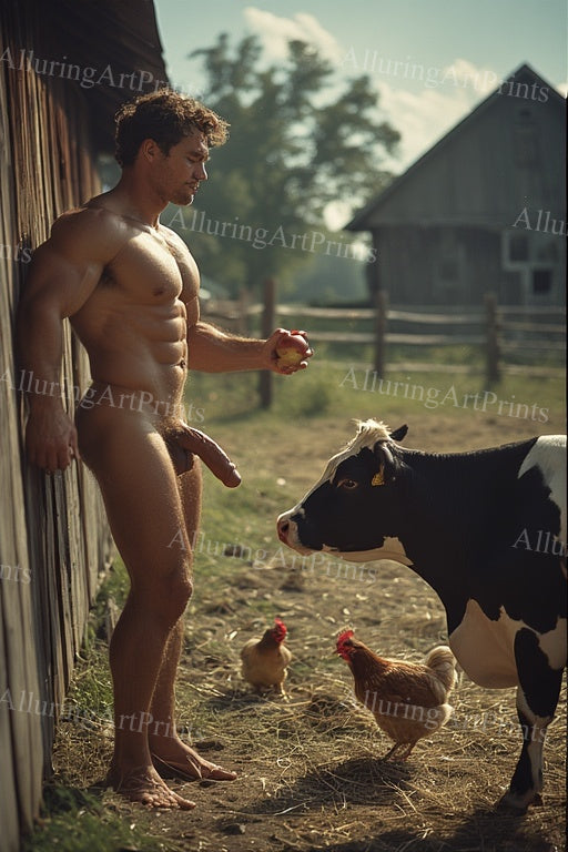 Nude Male Model Muscular Frontal Digital Art AI Fantasy - 560E