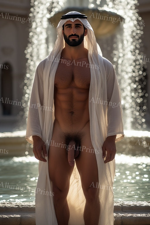 Nude Male Model Muscular Frontal Digital Art AI Fantasy -568E