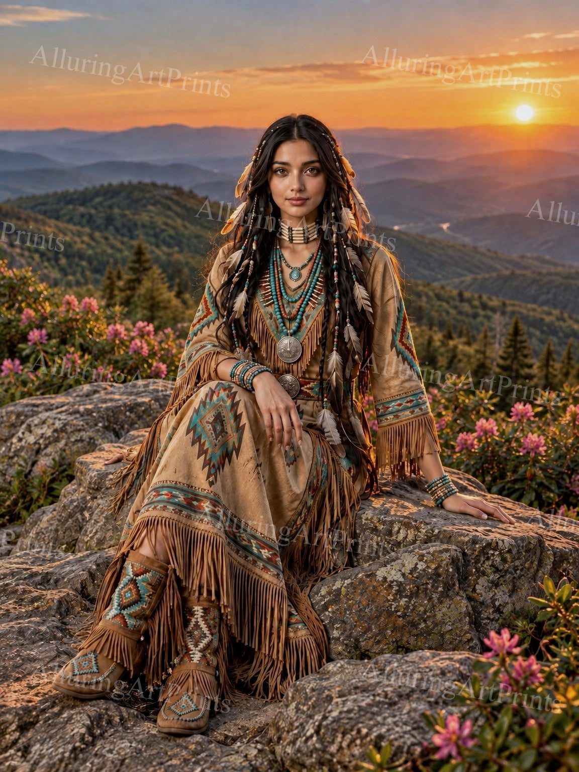 Risque Indian Native Brunette Model Female Digital Art AI Fantasy - EE262