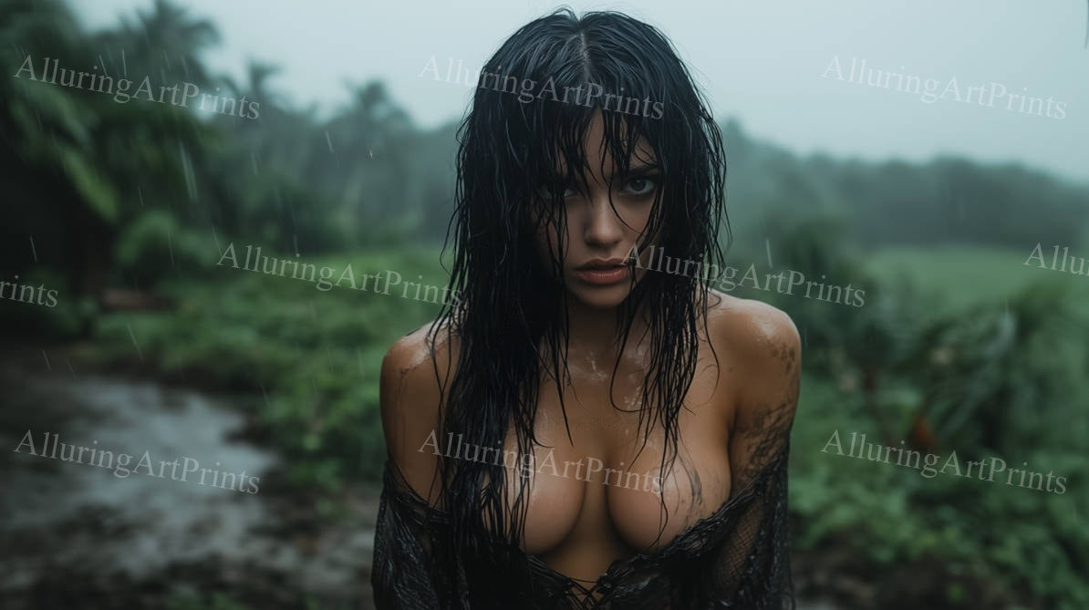 Risque Brunette Model Female Digital Art AI Fantasy - EE499
