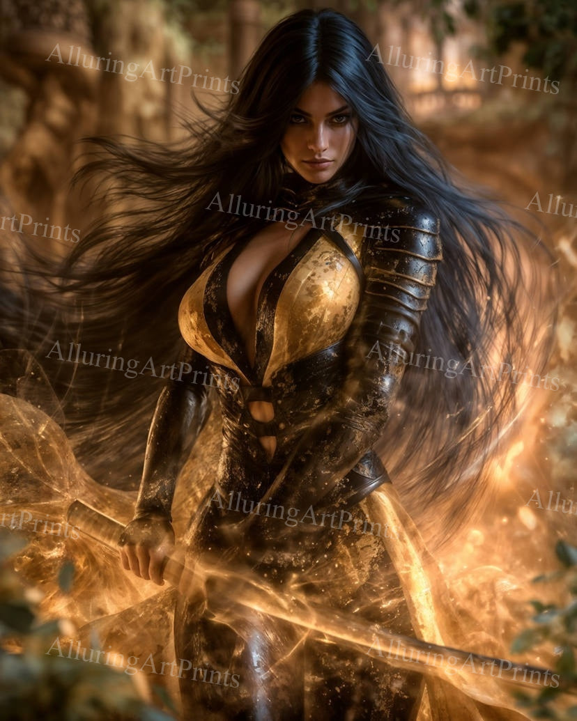 Risque Brunette Model Female Digital Art AI Fantasy - EE504