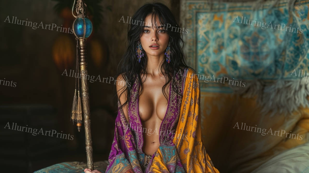 Risque Brunette Model Female Digital Art AI Fantasy - EE510
