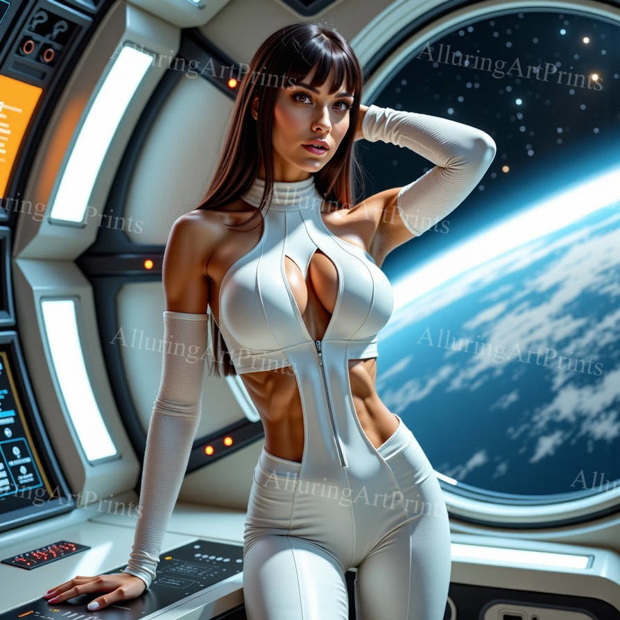 Risque Brunette Model Female Digital Art AI Fantasy - EE550