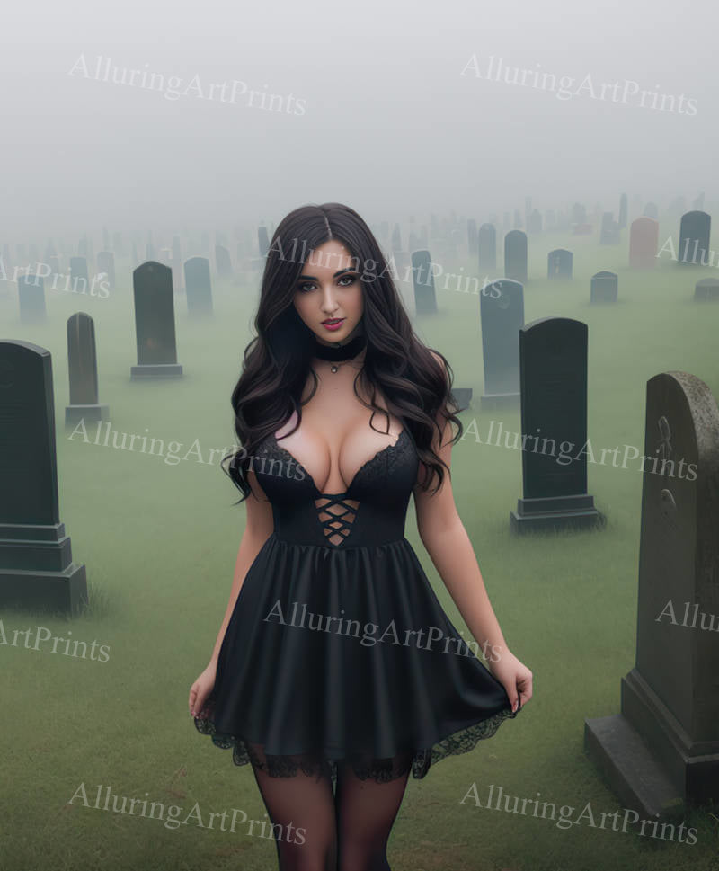 Risque Goth Blonde Model Female Digital Art AI Fantasy - EE574