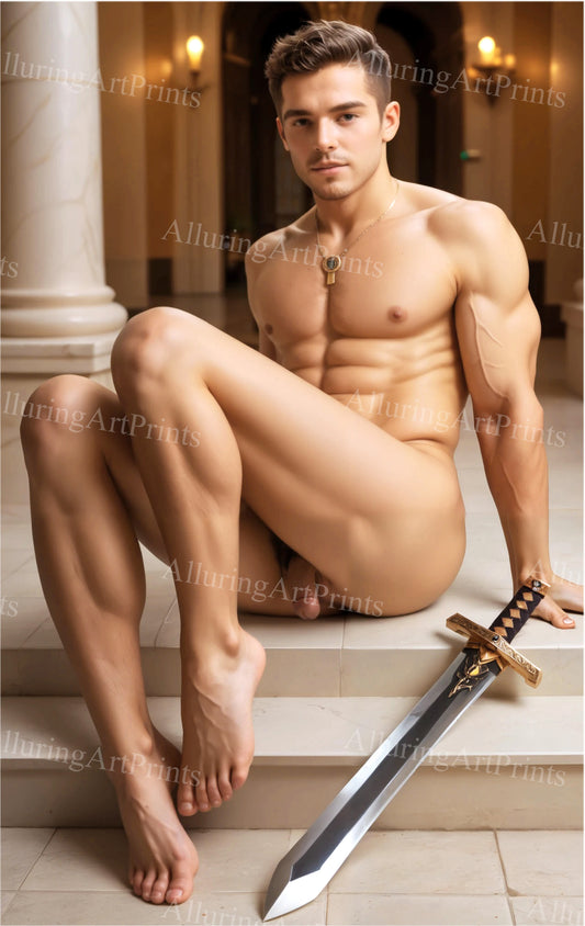 Male Model Muscular Digital Art AI Fantasy - 19F