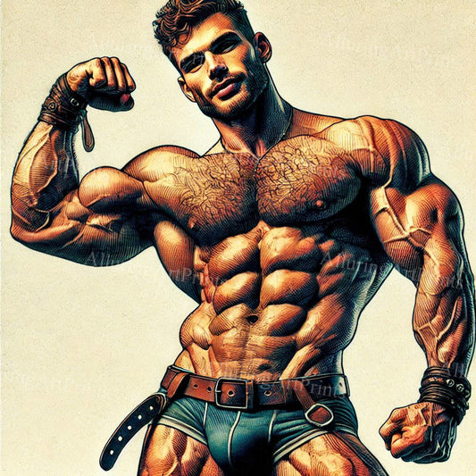 Male Model Muscular Digital Art AI Fantasy - 256F