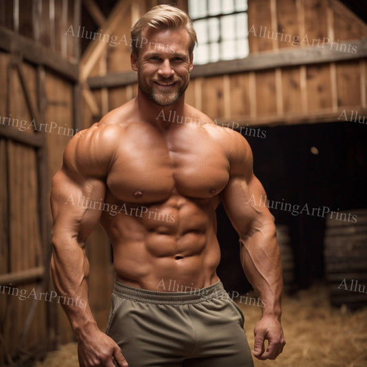 Male Model Muscular Digital Art AI Fantasy - 283F