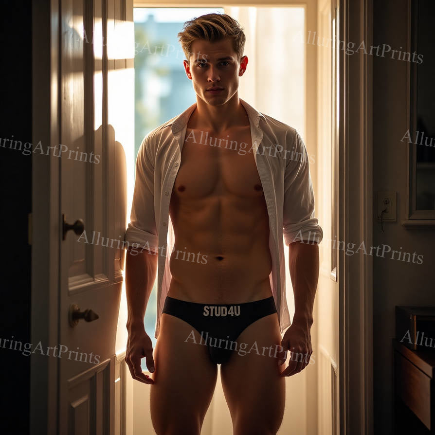 Male Model Muscular Digital Art AI Fantasy - 308F