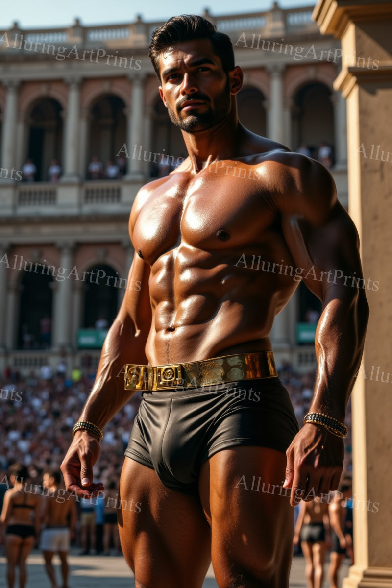 Male Model Muscular Digital Art AI Fantasy - 313F