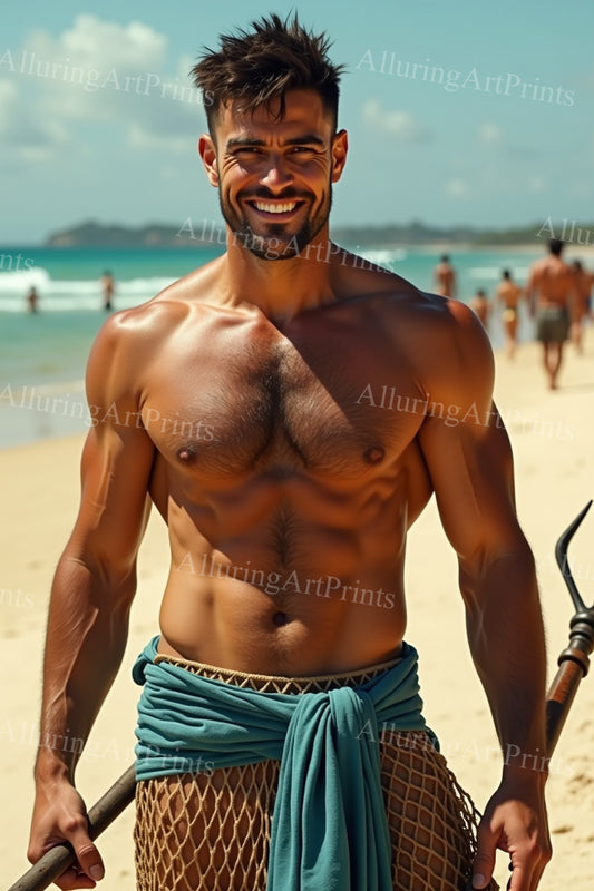 Male Model Muscular Digital Art AI Fantasy - 334F