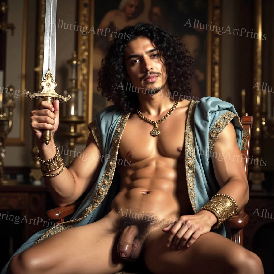 Nude Frontal Male Model Muscular Digital Art AI Fantasy - 36F