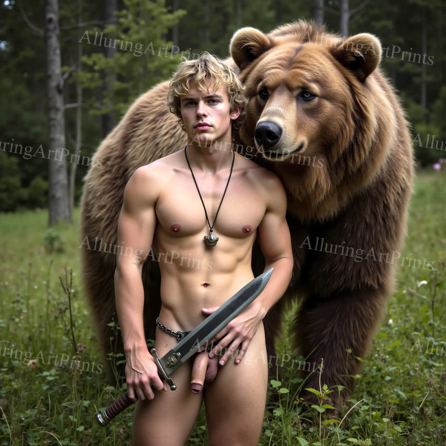 Nude Frontal Male Model Muscular Digital Art AI Fantasy - 37F