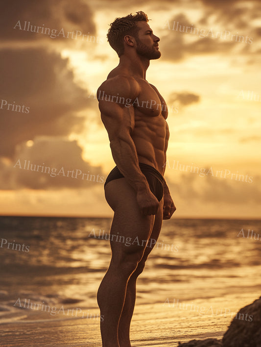 Male Model Muscular Digital Art AI Fantasy - 404F