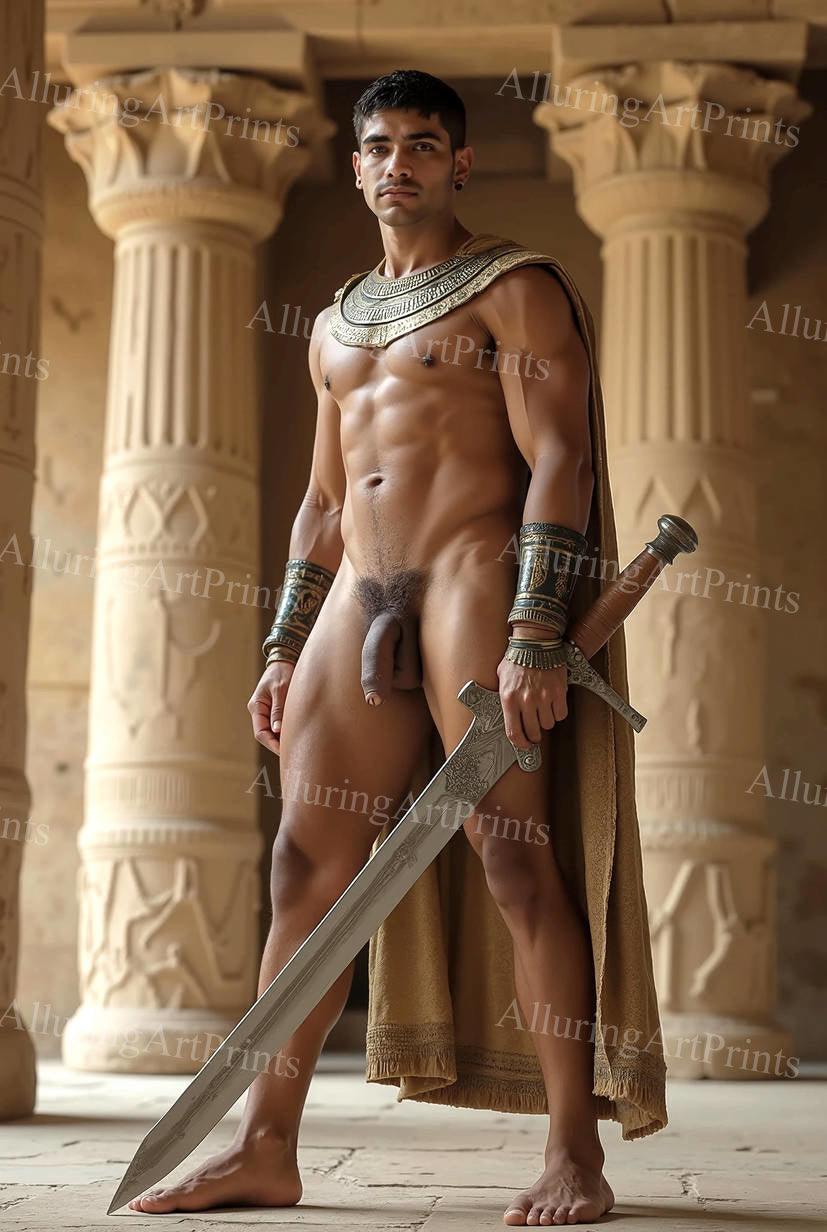 Nude Frontal Male Model Muscular Digital Art AI Fantasy - 45F