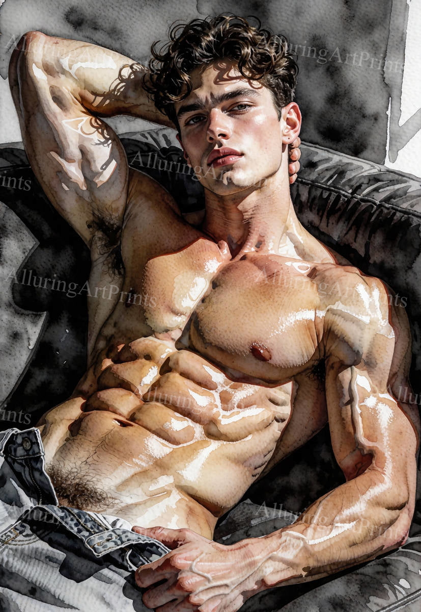 Male Model Muscular Digital Art AI Fantasy - G1034