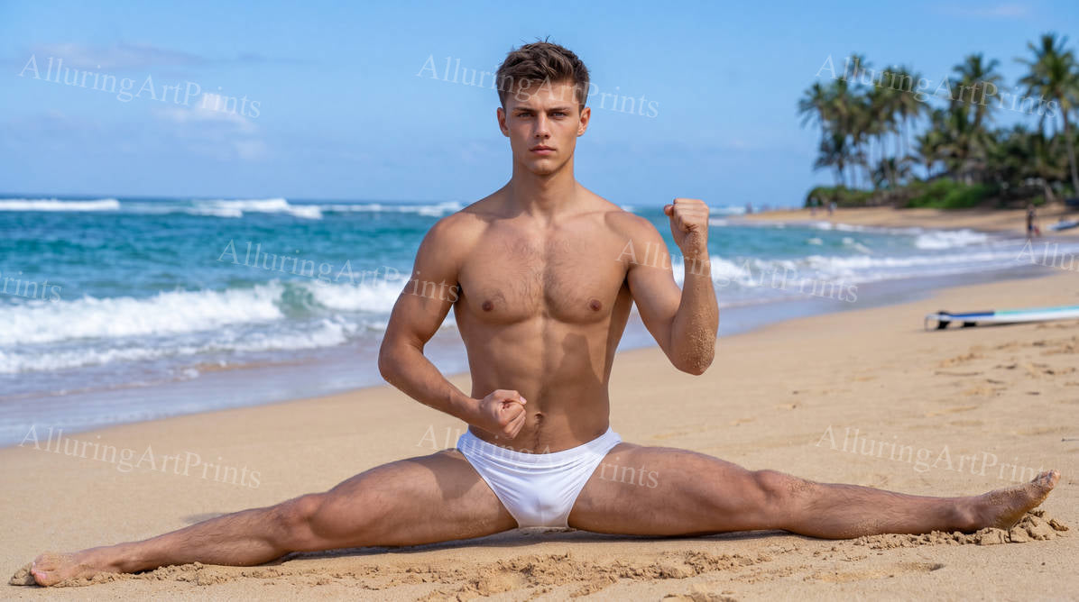 Male Model Beach Muscular Digital Art AI Fantasy - G152