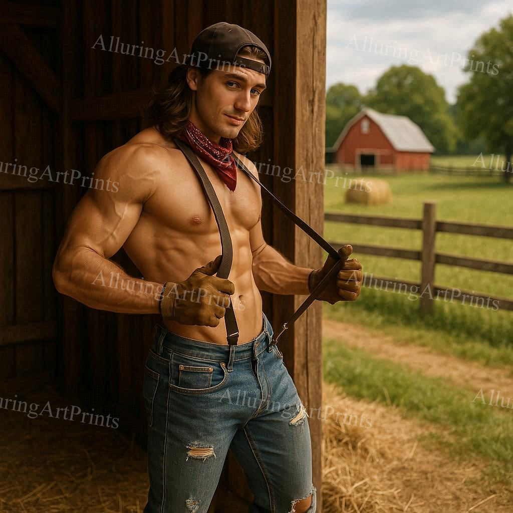 Male Model Cowboy Digital Art AI Fantasy - G174