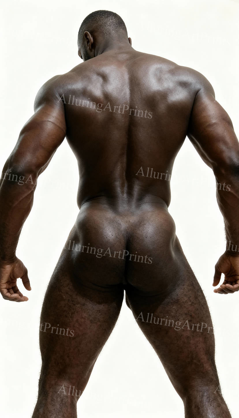 Nude Black Male Model Muscular Buns - G224