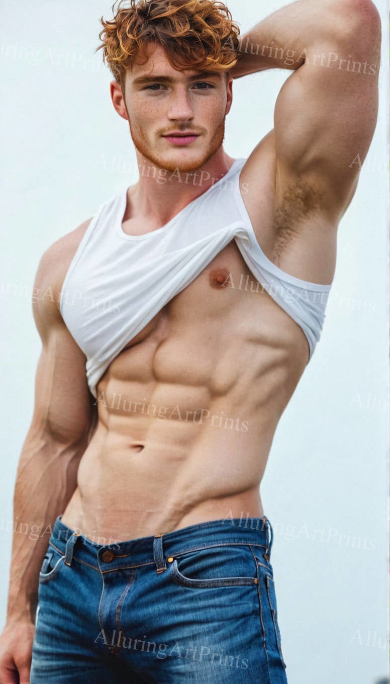 Male Model College Muscular Digital Art AI Fantasy - G239